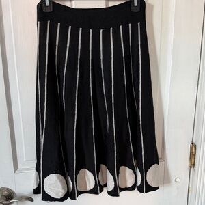 Elegant Sarah Jane Black and White Striped A-Line Skirt